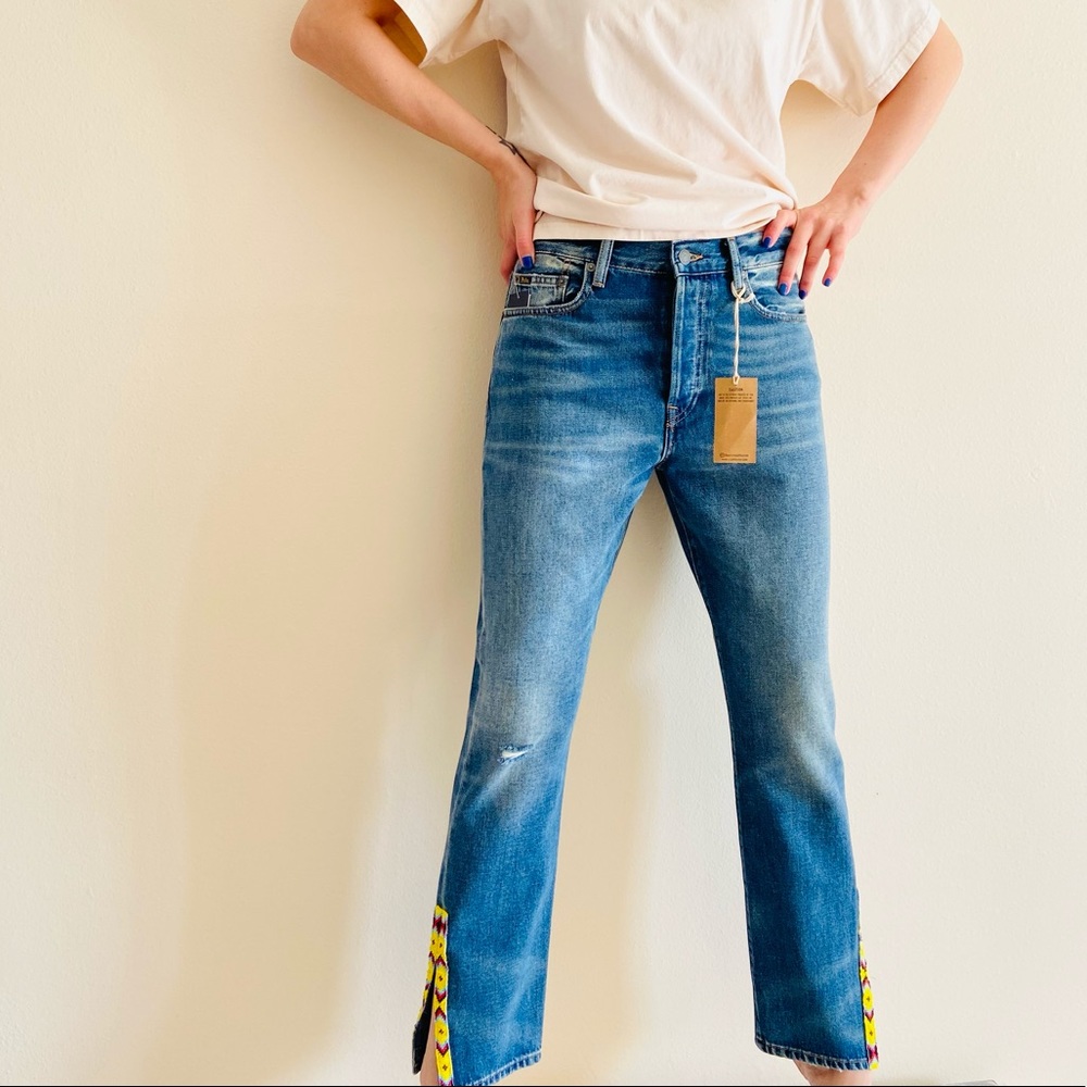 New Polo Ralph Lauren The Callen High Rise Slim Jeans southwestern beading boho